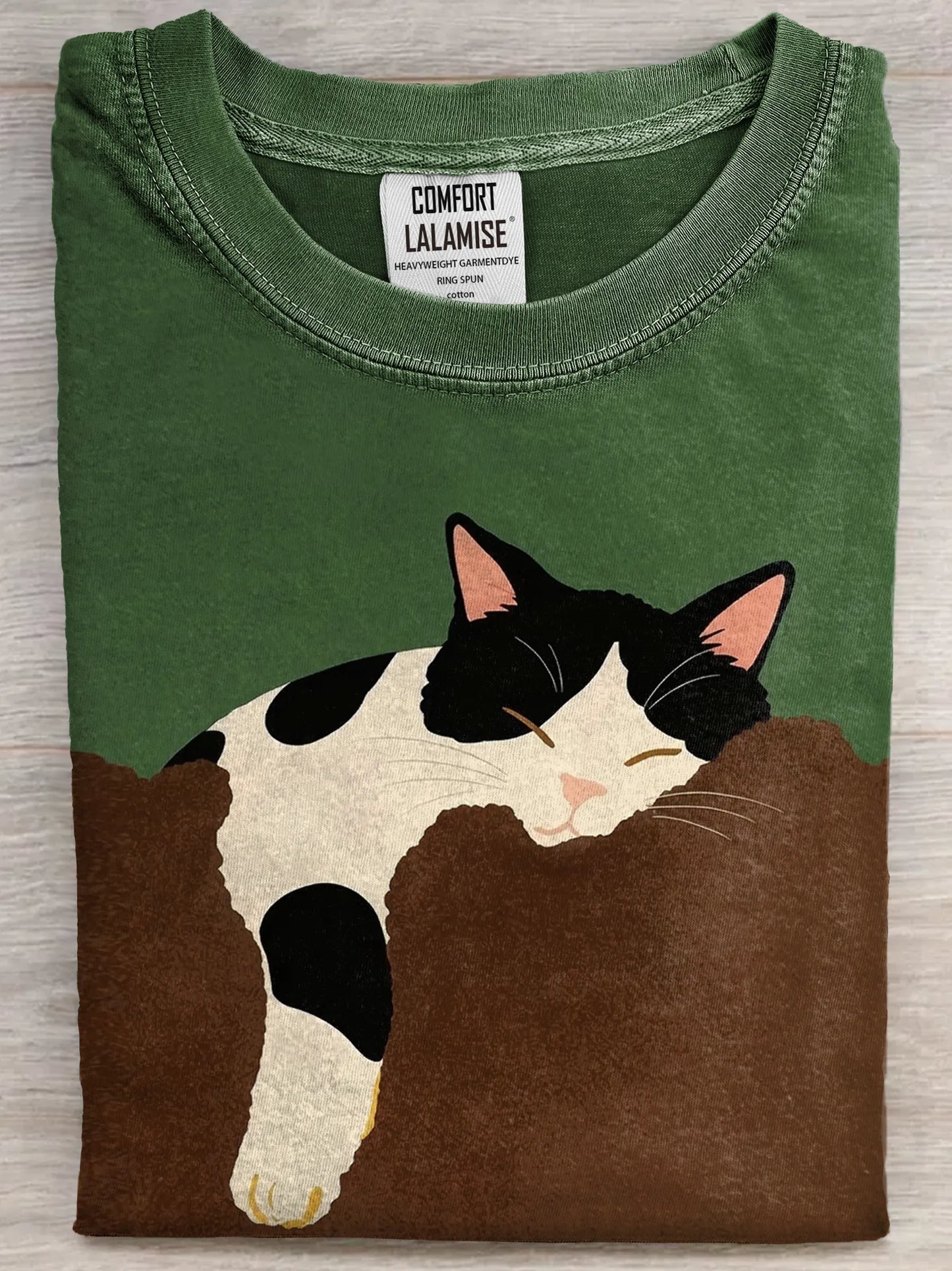 Funny Retro Cute Sleeping Cat Art Print Casual Cotton Short Sleeve T-shirt