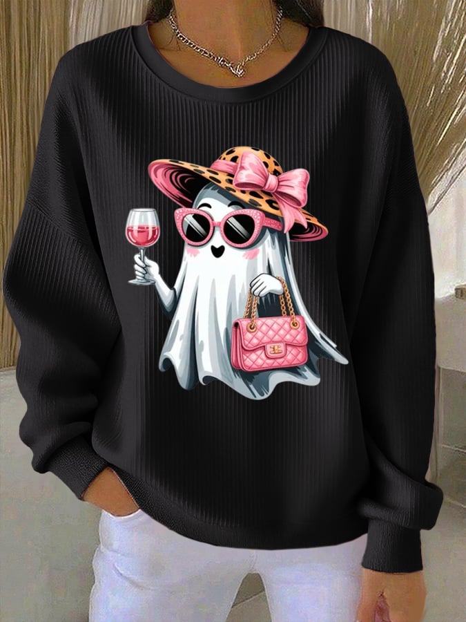 🔥HOT SALE🔥Women'S Cute Ghost Print Casual Sweatshirt