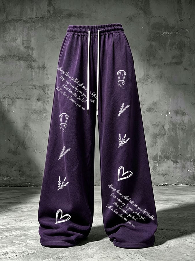 Women's Salt Rosemary Lavender Love Print Casual Pants