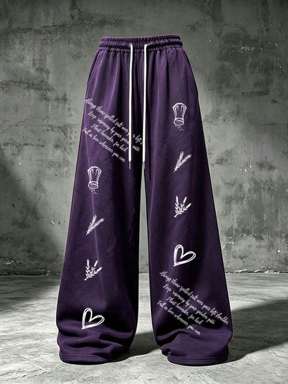Women's Salt Rosemary Lavender Love Print Casual Pants