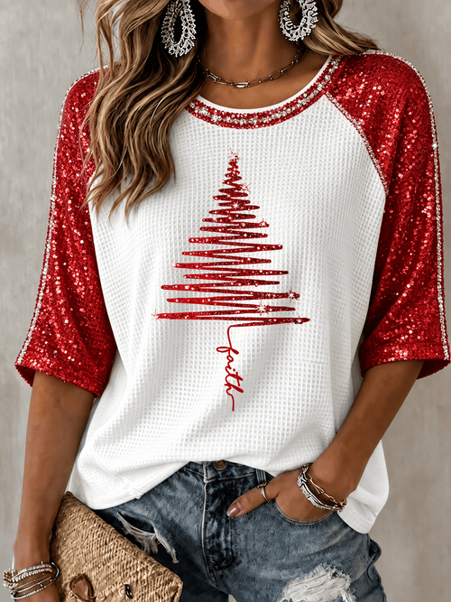 Women's Christmas Pattern Patchwork Comfortable Sweatshirt