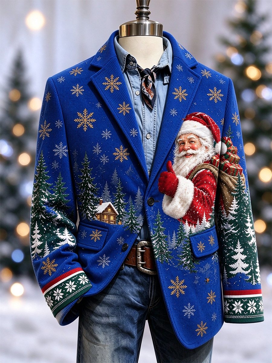 Men's Casual Christmas Corduroy Blazer