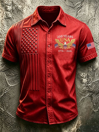 🔥Buy 3 Get 10% Off🔥Men'S America Flag Printed Casual Collar Shirt