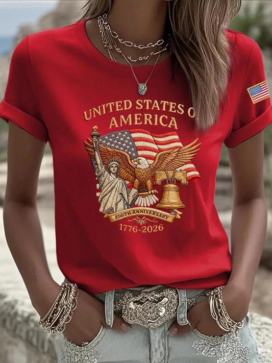 Women's Casual Printed Crew Neck T-Shirt