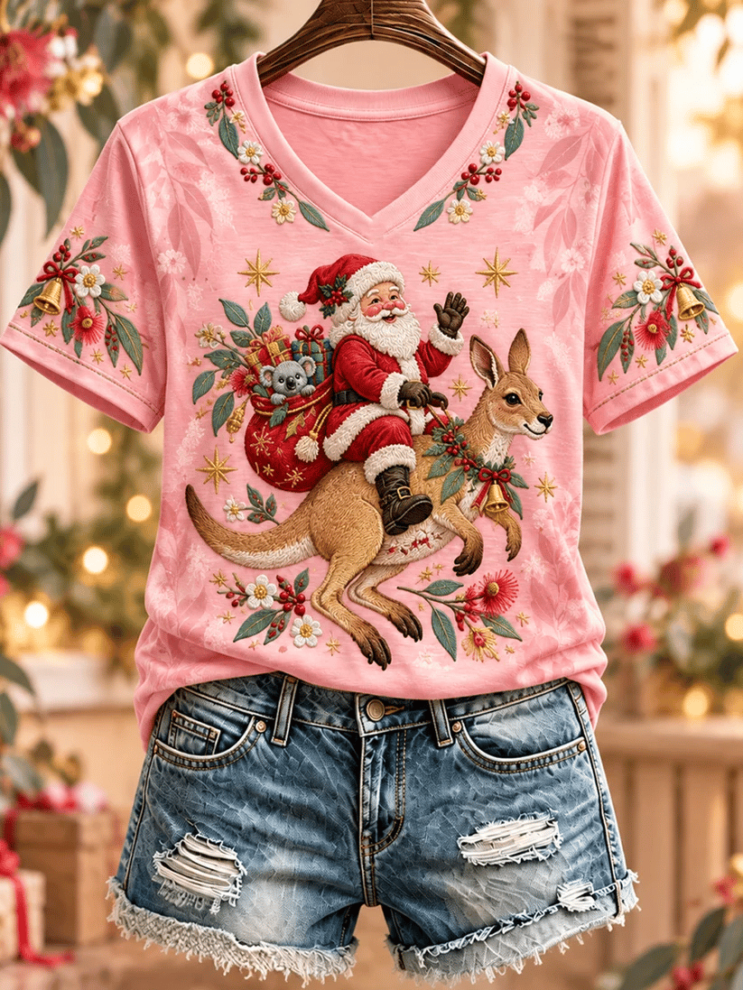 Women's Australian Christmas printed short-sleeved T-shirt