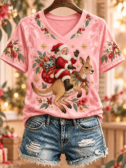 Women's Australian Christmas printed short-sleeved T-shirt