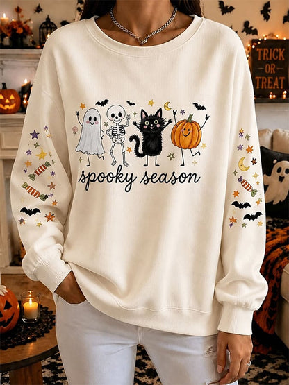 Women's Casual Halloween Print Pullover Sweatshirt