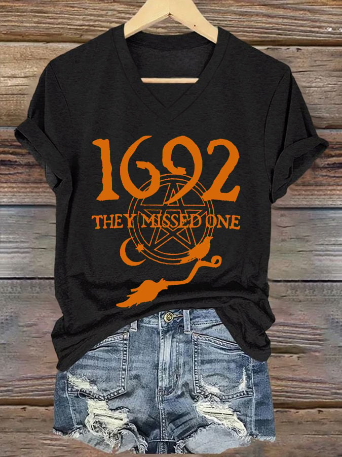 Women's 1692 They Missed One Print V Neck T-shirt