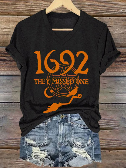 Women's 1692 They Missed One Print V Neck T-shirt