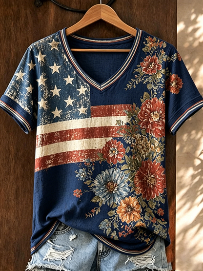 🔥Buy 3 Get 10% Off🔥Women's Casual Retro Patriotic T-shirt