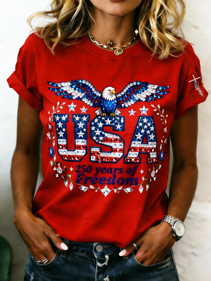 Women's 250th Anniversary Of The United States Flag Print T-Shirt