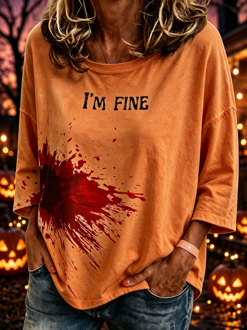 Women's Halloween Bloodstains Three-quarter sleeves Top