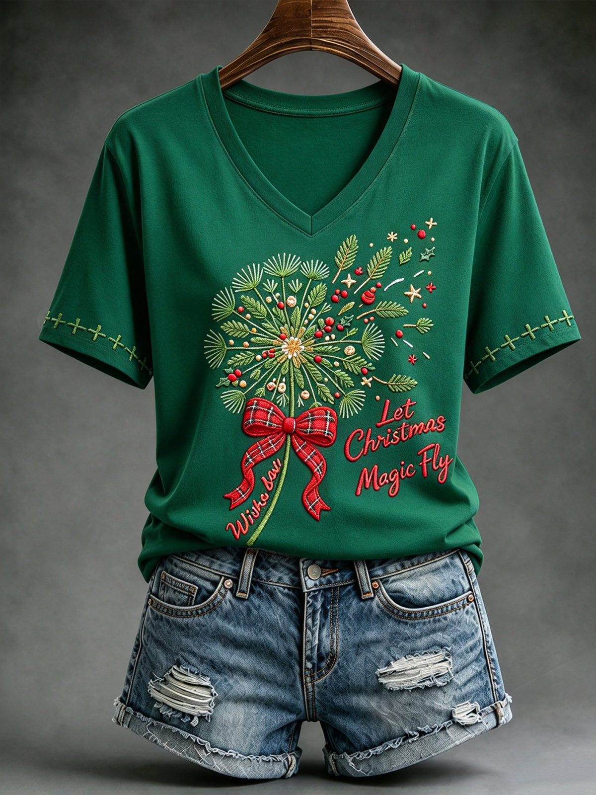 Women's Festive V-Neck Top