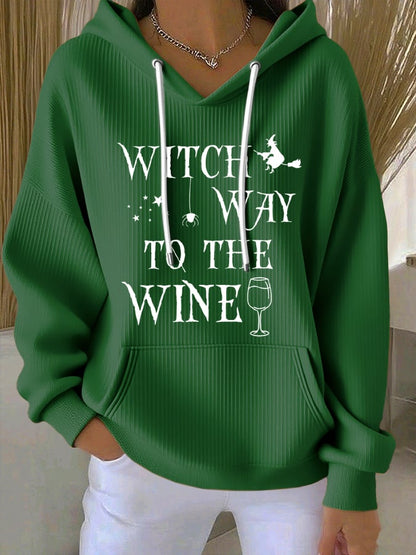 🔥Buy 2 Get 10% Off🔥Women'S Witch Way To The Wine Print Casual Hoodie