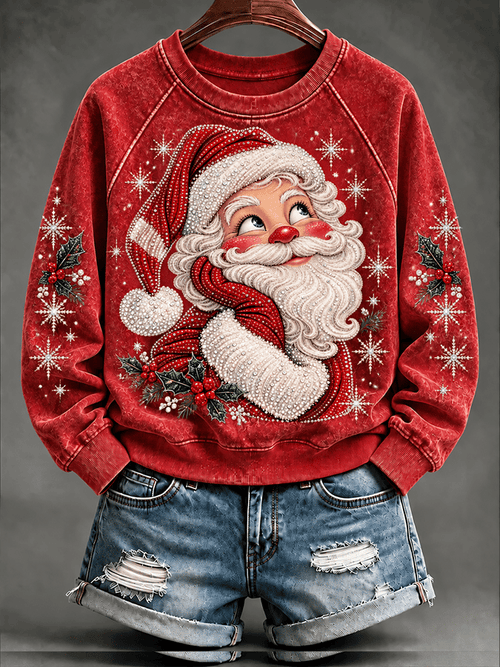Women's Casual Christmas Print Long-Sleeved Sweatshirt