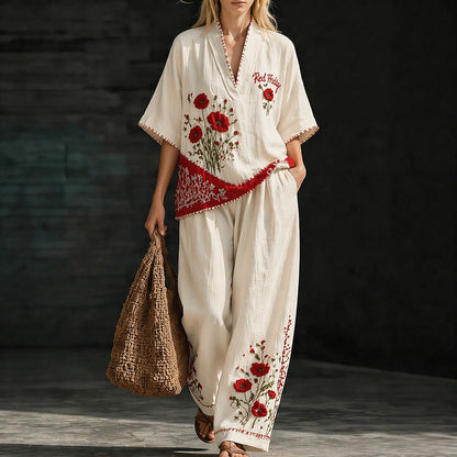 Women’s Ivory Poppy Gradient Two-Piece Set