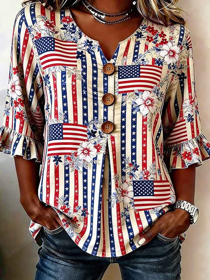Women's 250th Anniversary Faith Floral Print Top