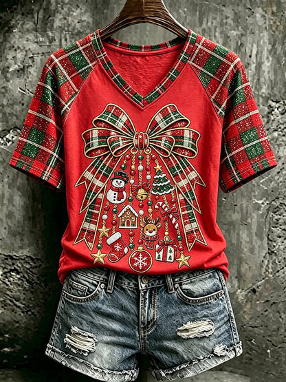 Women's Retro Christmas Print Top