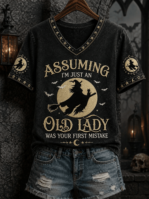 Women's Halloween Witch Printed T-shirt