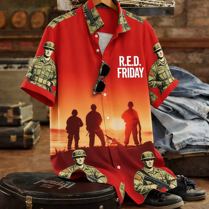 Men's Retro Red Friday Memorial Day Casual Shirt