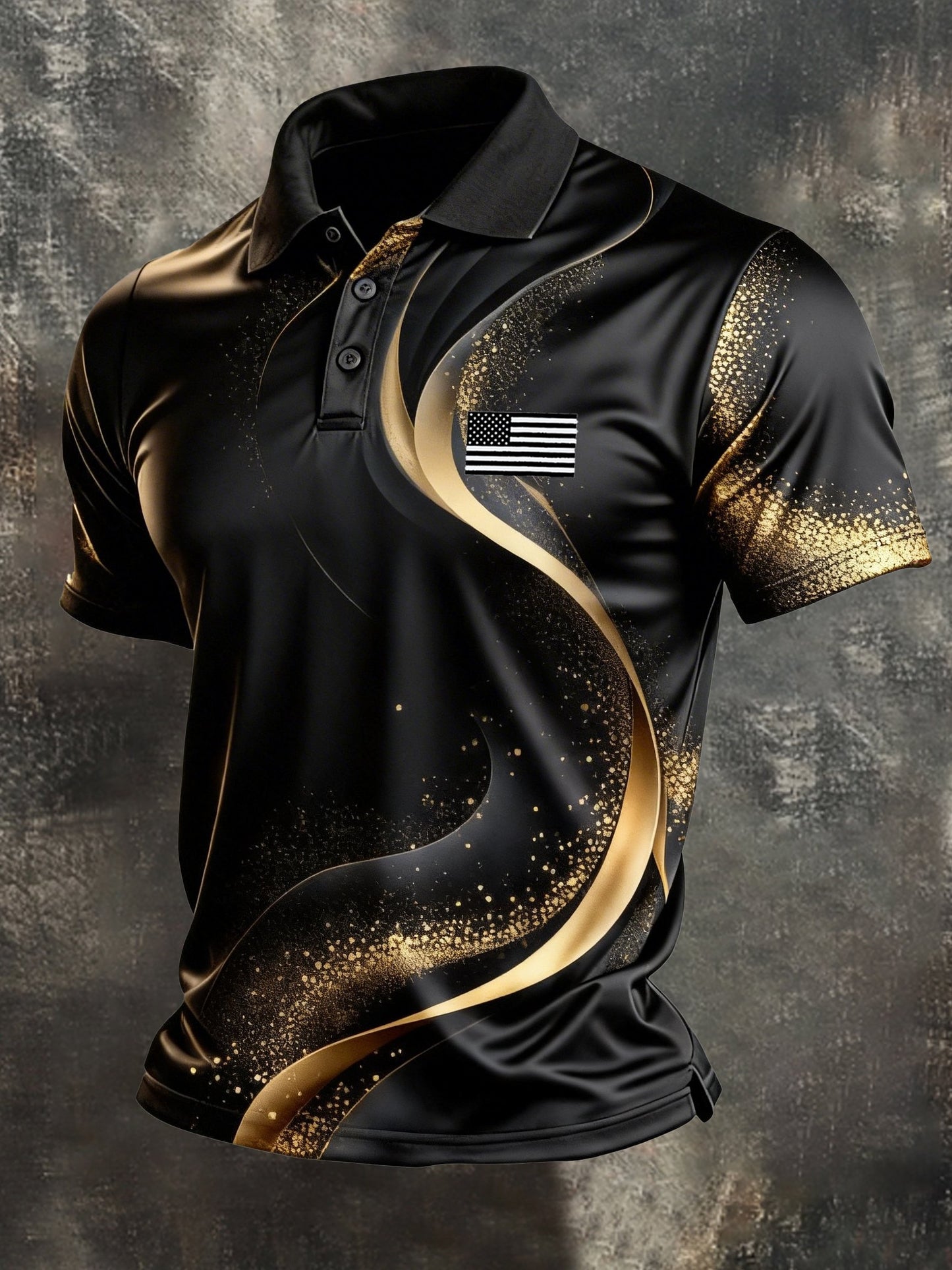 Men's Retro Patriot Color Block Polo Collar Short Sleeve
