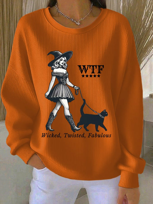 🔥HOT SALE🔥Women's WTF Wicked Twisted Fabulous Print Casual Sweatshirt