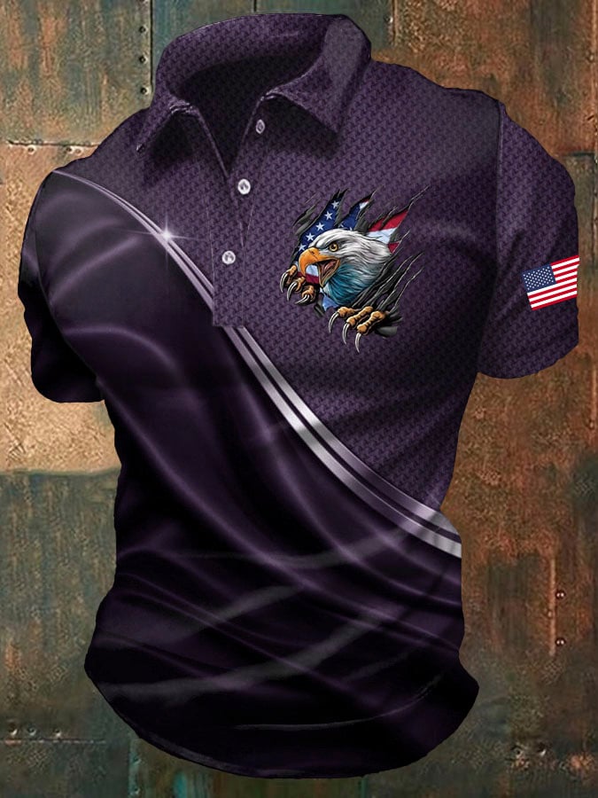 Men's America 250th Anniversary Print Casual Polo Shirt