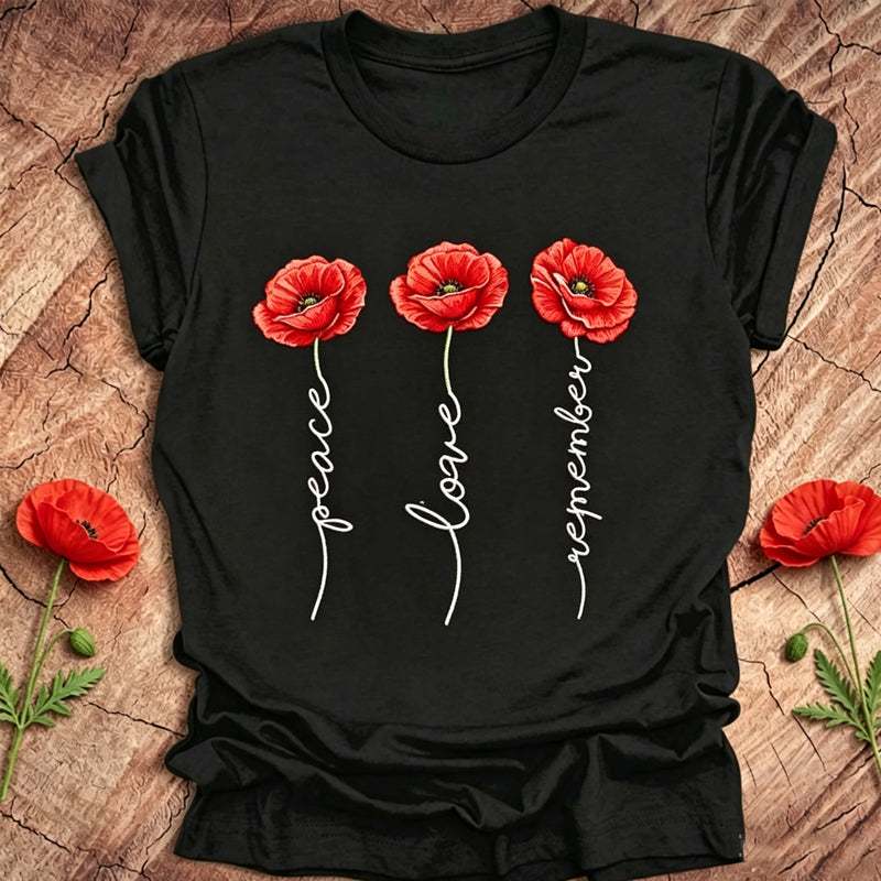 Women's Memorial Day Poppy Art Printed T-Shirt