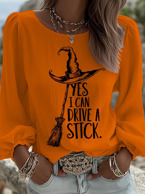 🔥HOT SALE🔥Women's Yes I Can Drive A Stick Printed Long Sleeve Shirt