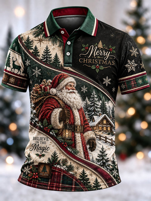 Men's Christmas Print Polo Shirt
