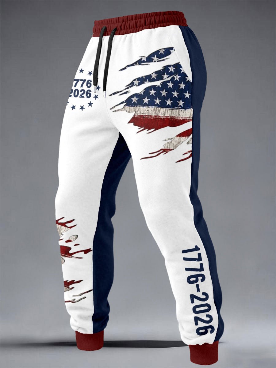 Men'S Casual Sweatpants With American 250th Anniversary Print.