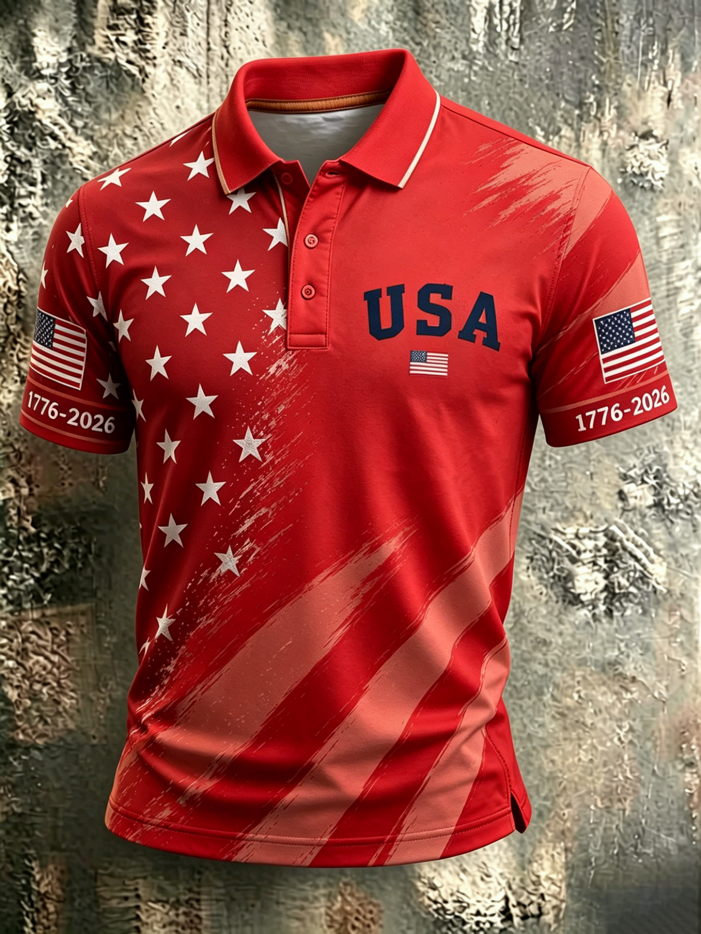Men'S Casual USA Commemorative Printed Polo Shirt