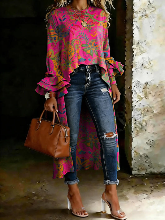 Women's Vintage Multicolor Ethnic Casual Solid Color Cotton Shirt