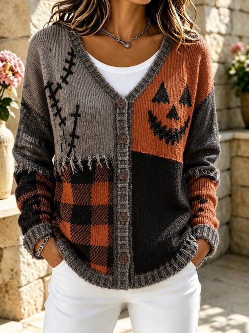 Women'S Casual Maple Leaf Knit Cardigan