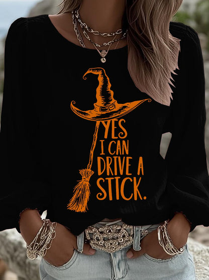 🔥HOT SALE🔥Women's Yes I Can Drive A Stick Printed Long Sleeve Shirt