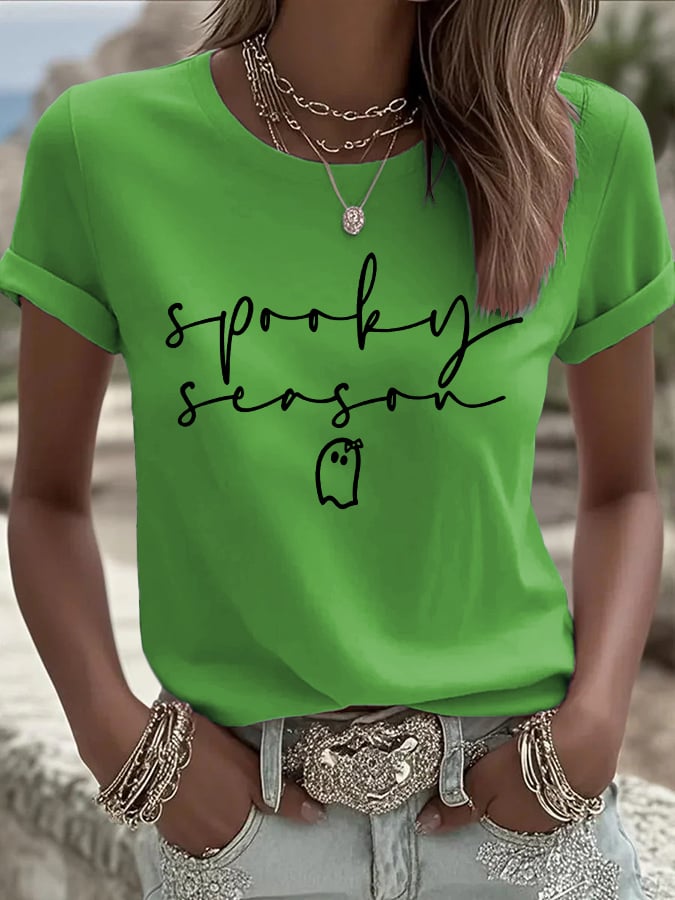 🔥HOT SALE🔥Women's Halloween Printed Round Neck T-Shirt