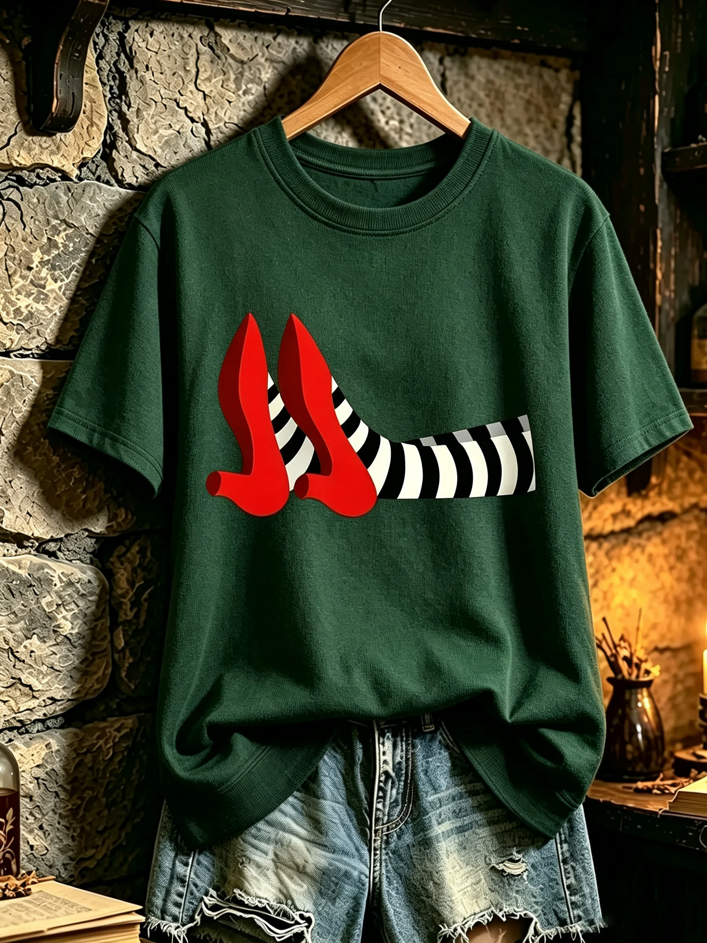 Women'S Halloween Witch Printed Short Sleeved T-Shirt