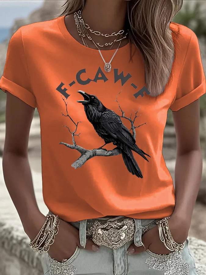🔥Buy 2 Get 10% Off🔥Women's F-Caw-F Raven Print Casual T-shirt