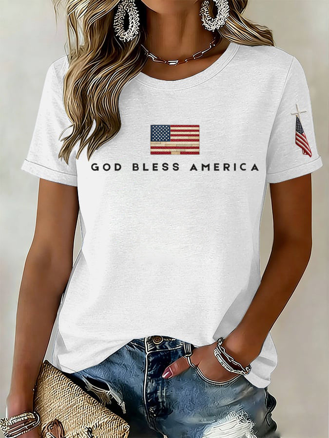 Women's American Independence Day 250th Anniversary Printed Short sleeved T-shirt