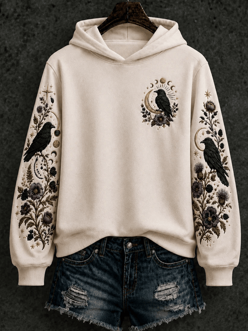 Women's Crow Print Sweatshirt