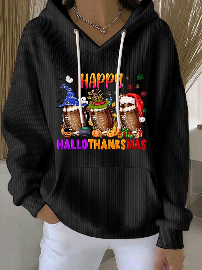 Women's Thanksgiving Football Print Sweatshirt