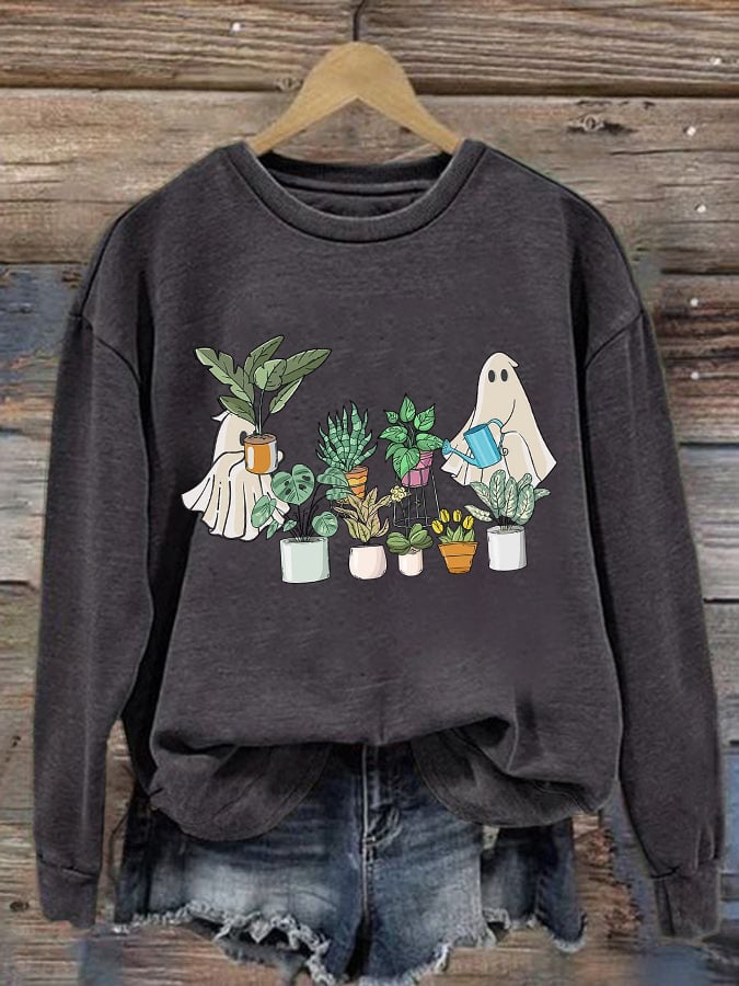 Women's Halloween Print Long Sleeve Sweatshirt