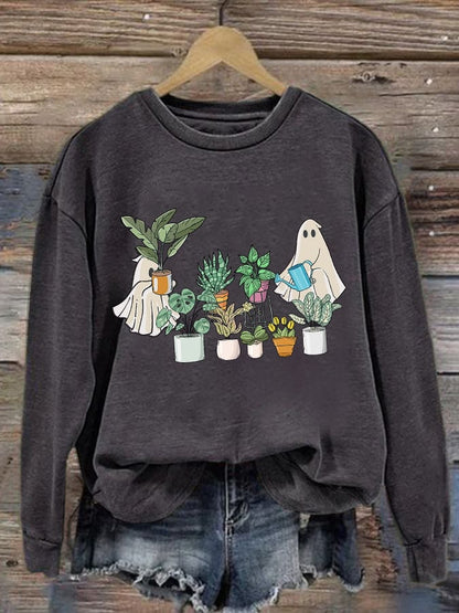 Women's Halloween Print Long Sleeve Sweatshirt