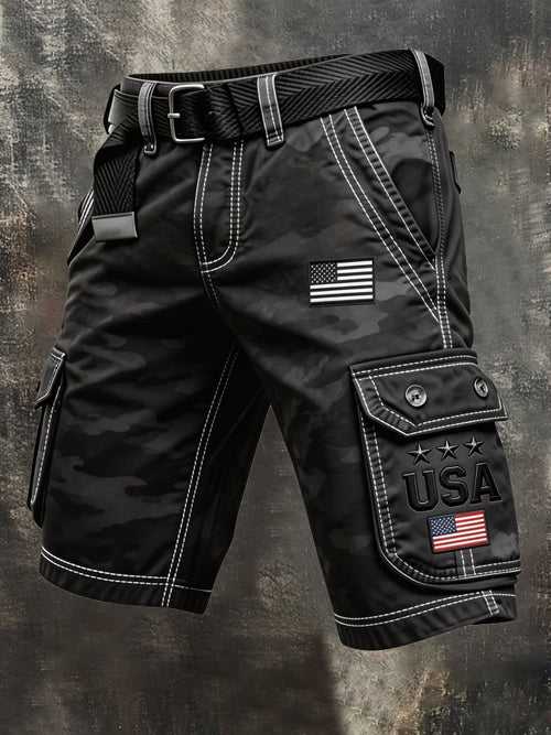 Men's Retro Color Block Patriot Pocket Cargo Shorts