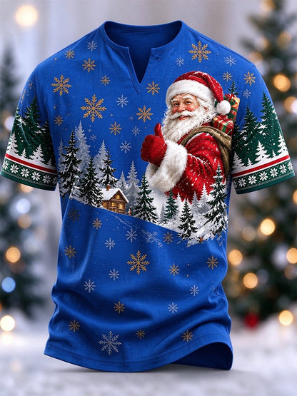 Men's Christmas Faux-Linen T-shirt