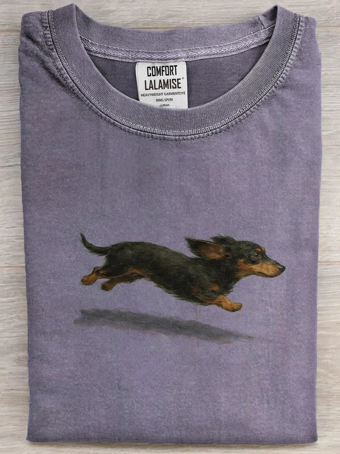 Funny Retro Cute Running Dog Art Print Casual Cotton Short Sleeve T-shirt