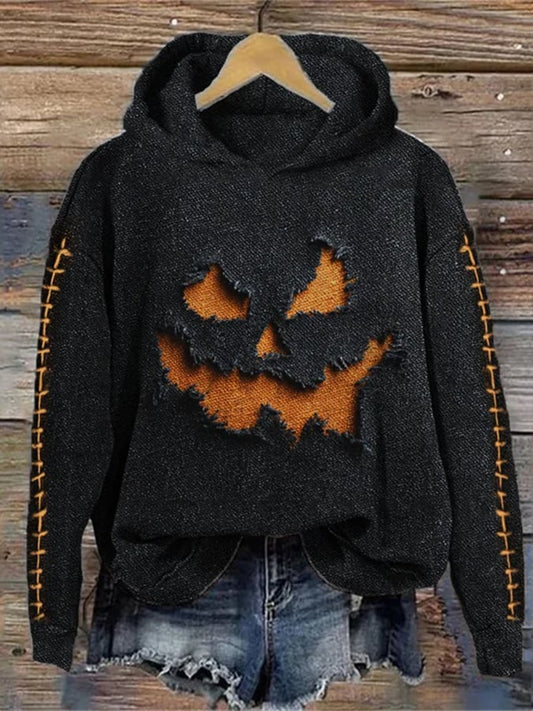 Women'S Halloween-Themed Long-Sleeved Hooded Sweatshirt