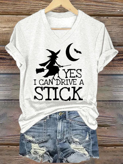 Women's Yes I Can Drive A Stick Print Casual T-Shirt