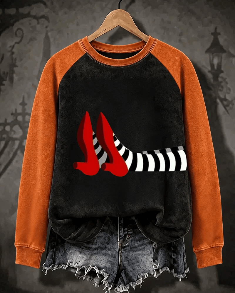 Women’s Halloween-Printed Casual Crew-Neck Sweatshirt