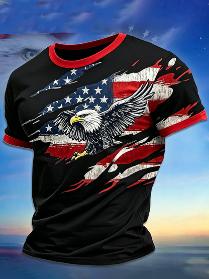 Men'S America Flag Printed Casual T-Shirt